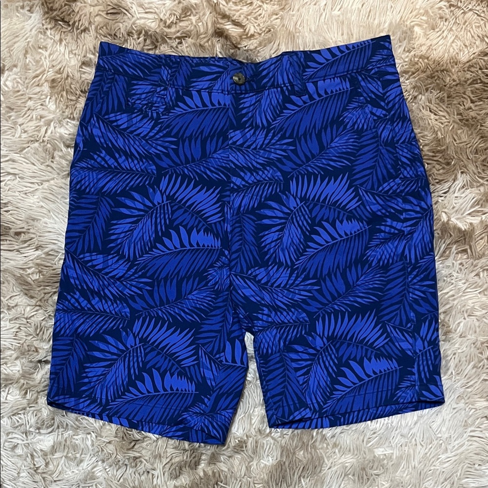 johnnie-O Navy Leaf Print Men's Swim Shorts